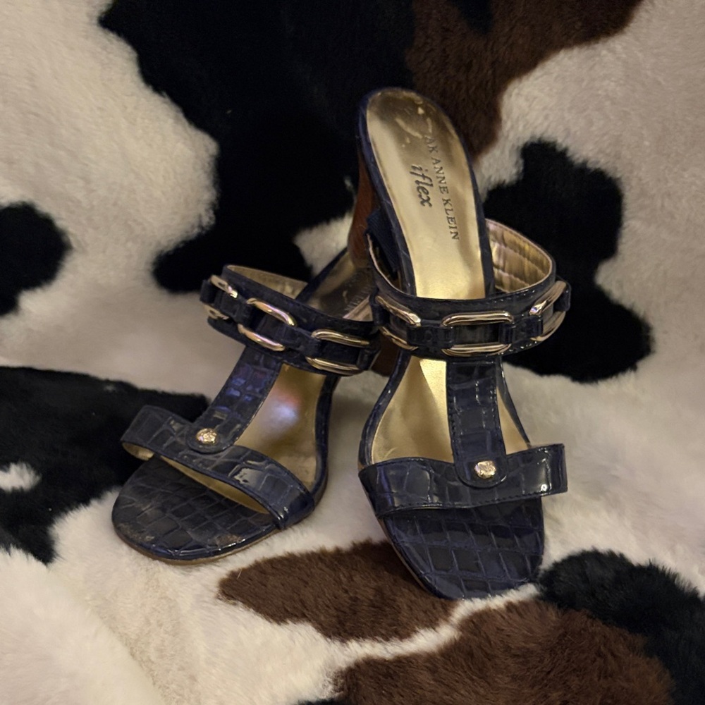 Anne Klein Navy Heeled Sandals